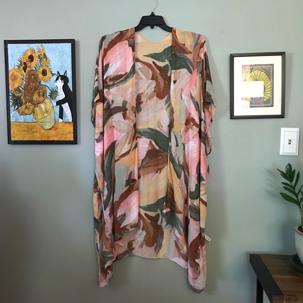 Ruggine Watercolor Brush Stroke Print Lightweight Kimono Robe